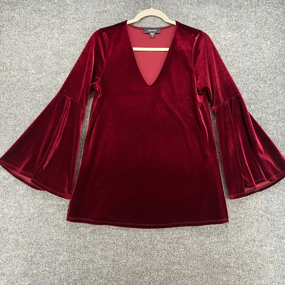 Karen Kane Blouse Top Woemns S Purple Velvet V-Neck Fairy Grunge Vamp Whimsigoth